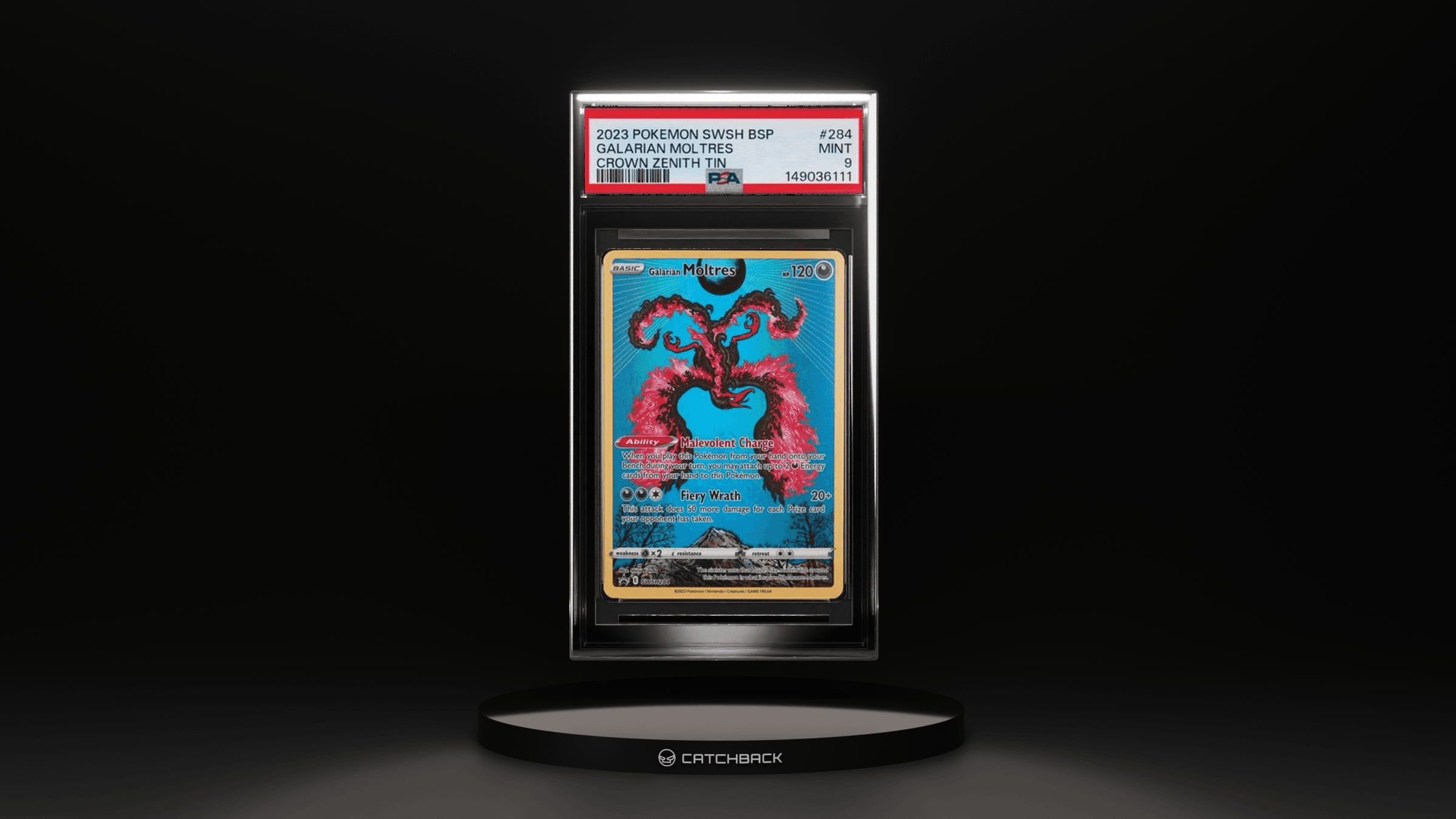 Galarian Moltres Crown Zenith Tin